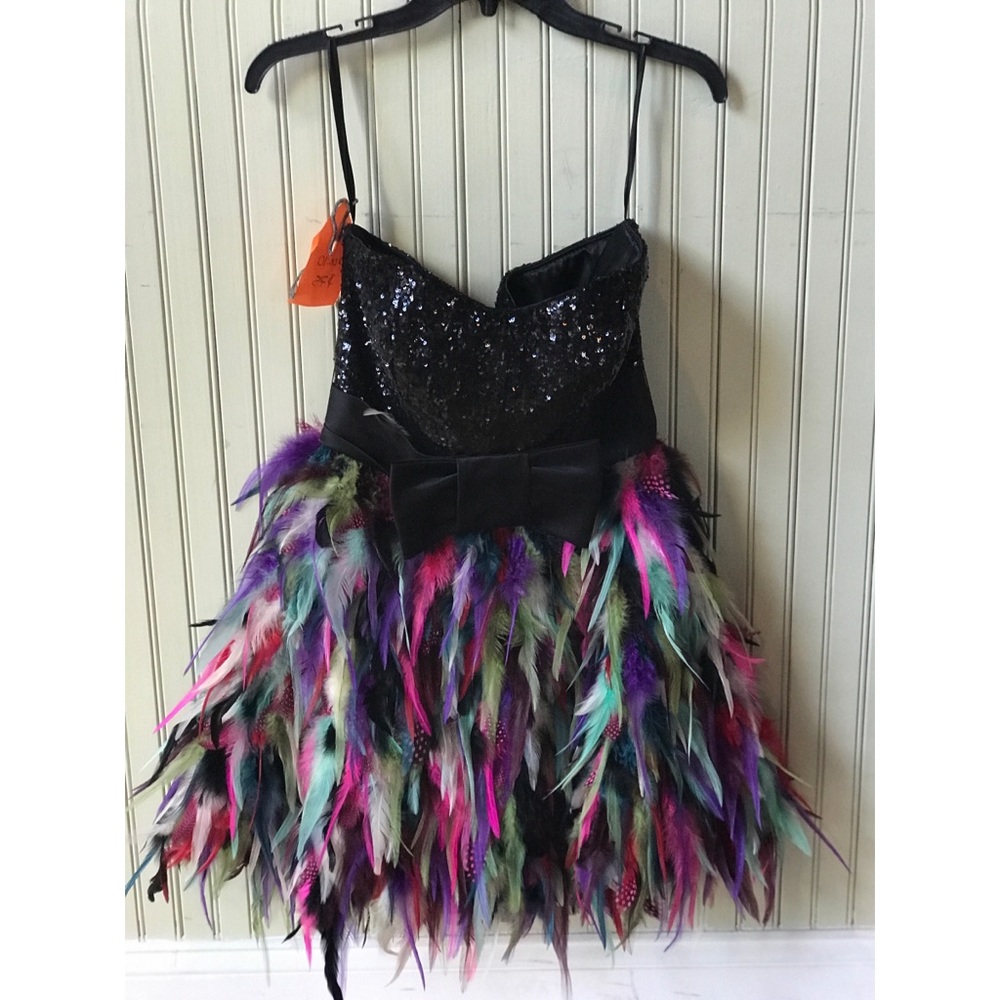 Sequin & Feather Party Dress